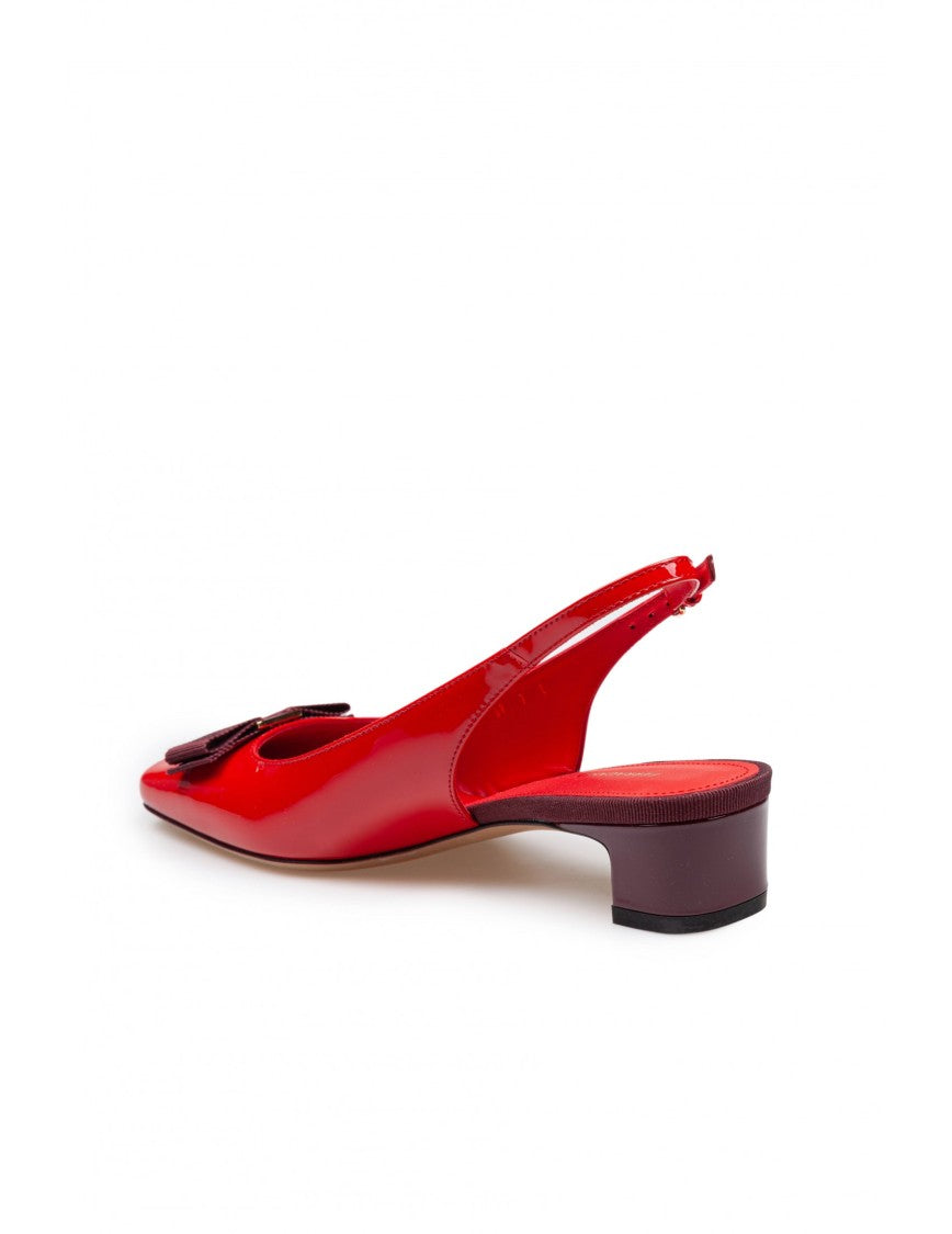 Salvatore Ferragamo Patent Leather Red Slingback Rivalda