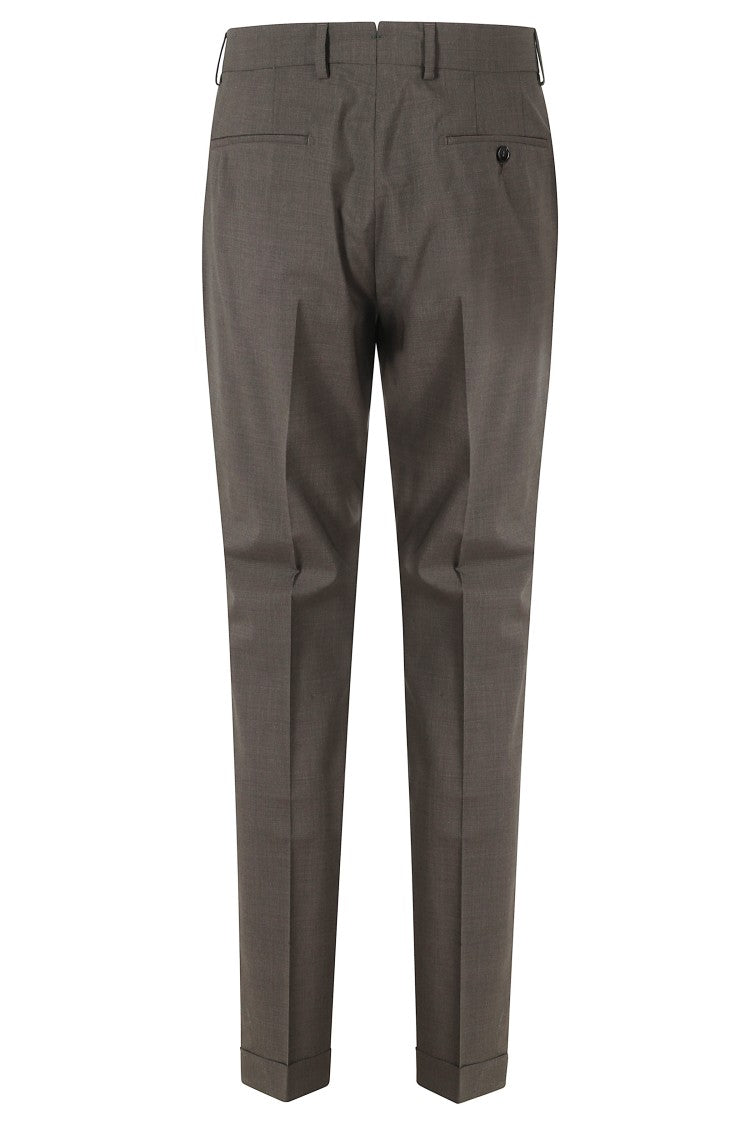 Berwich Brown Yretro Darts Turn-Up Wool-Blend Trousers