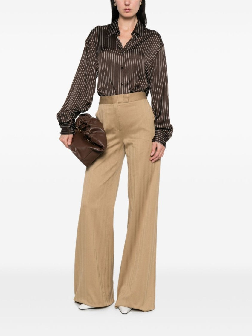 Max Mara Wide-Leg High Waist Pinstripe Trousers
