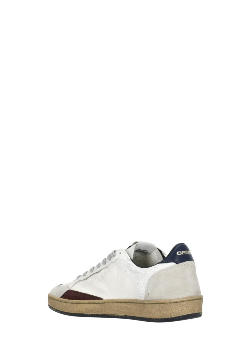 Crime London White Suede Inserts Leather Sneakers