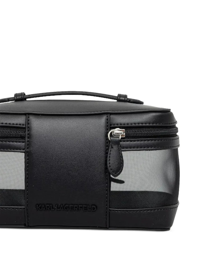 Karl Lagerfeld Rectangular Transparent Mesh Beauty Case With Signature Detail