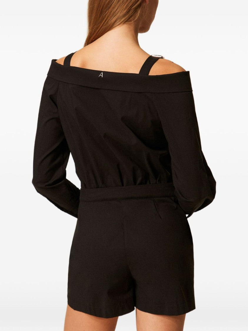 Twin-Set Black Buckle Strap Buttoned Day Dress