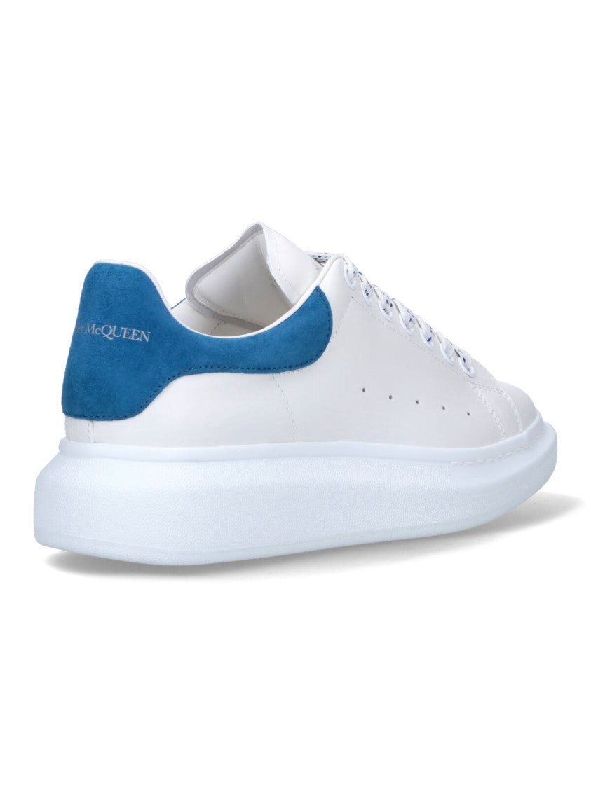Alexander Mcqueen Rounded Toe White Calf Leather Platform Sneakers
