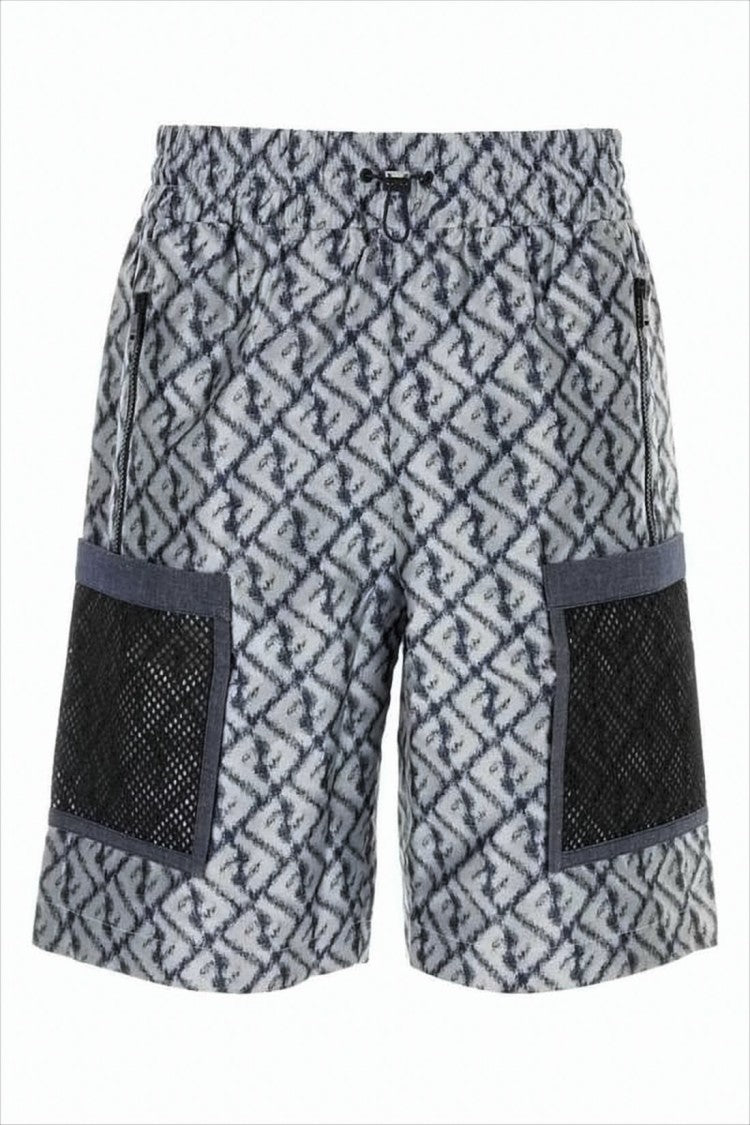 Fendi Geometric Patterned Men's Shorts With Elastic Waistband