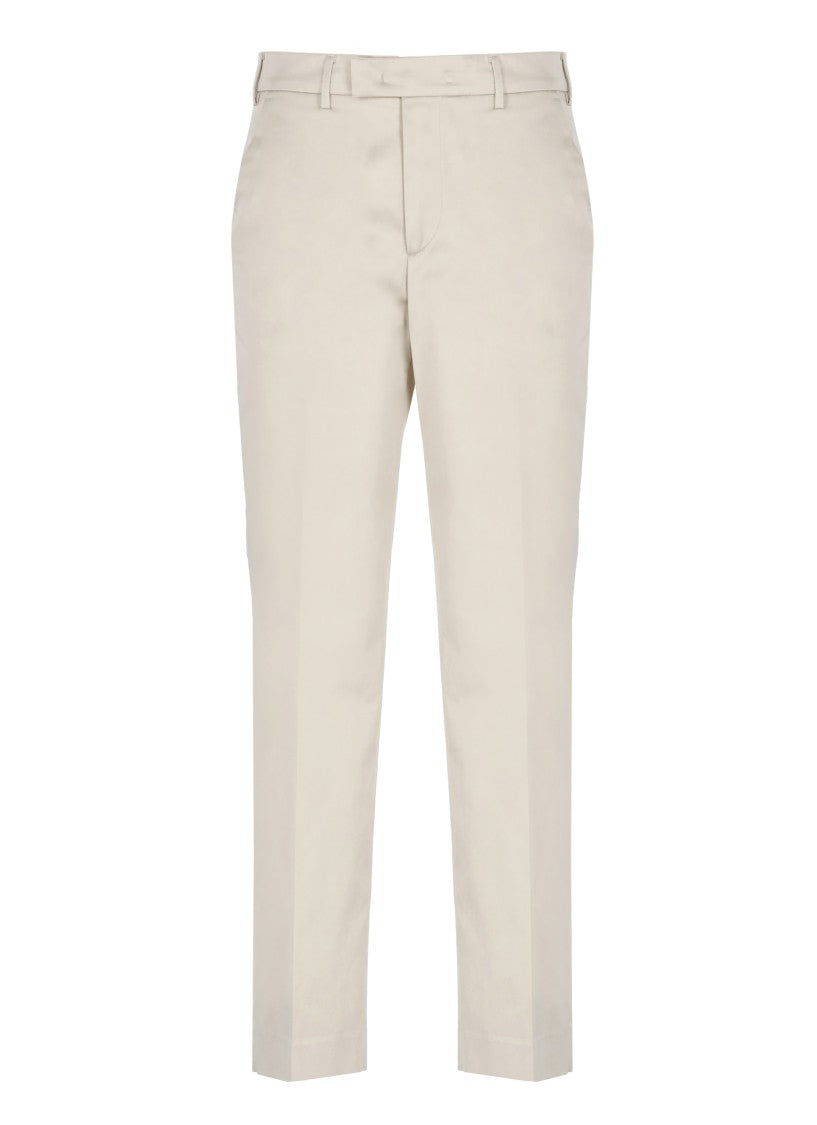 Pt Torino Ivory Cotton And Viscose Pants