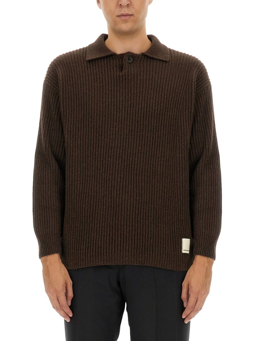 Emporio Armani Textured Ribbed Wool Jersey
