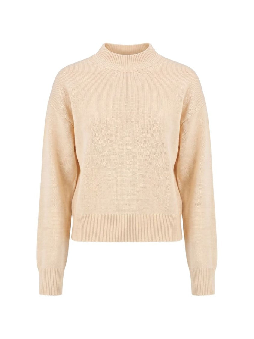 Pinko Light Beige Ribbed Cropped Sweater