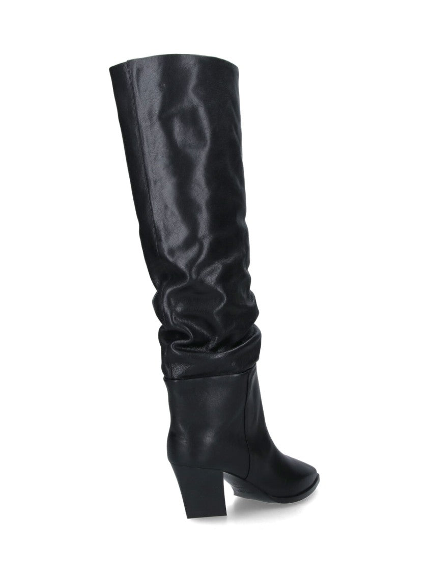 Jimmy Choo Pointed Toe Slouchy Calf Leather Boots
