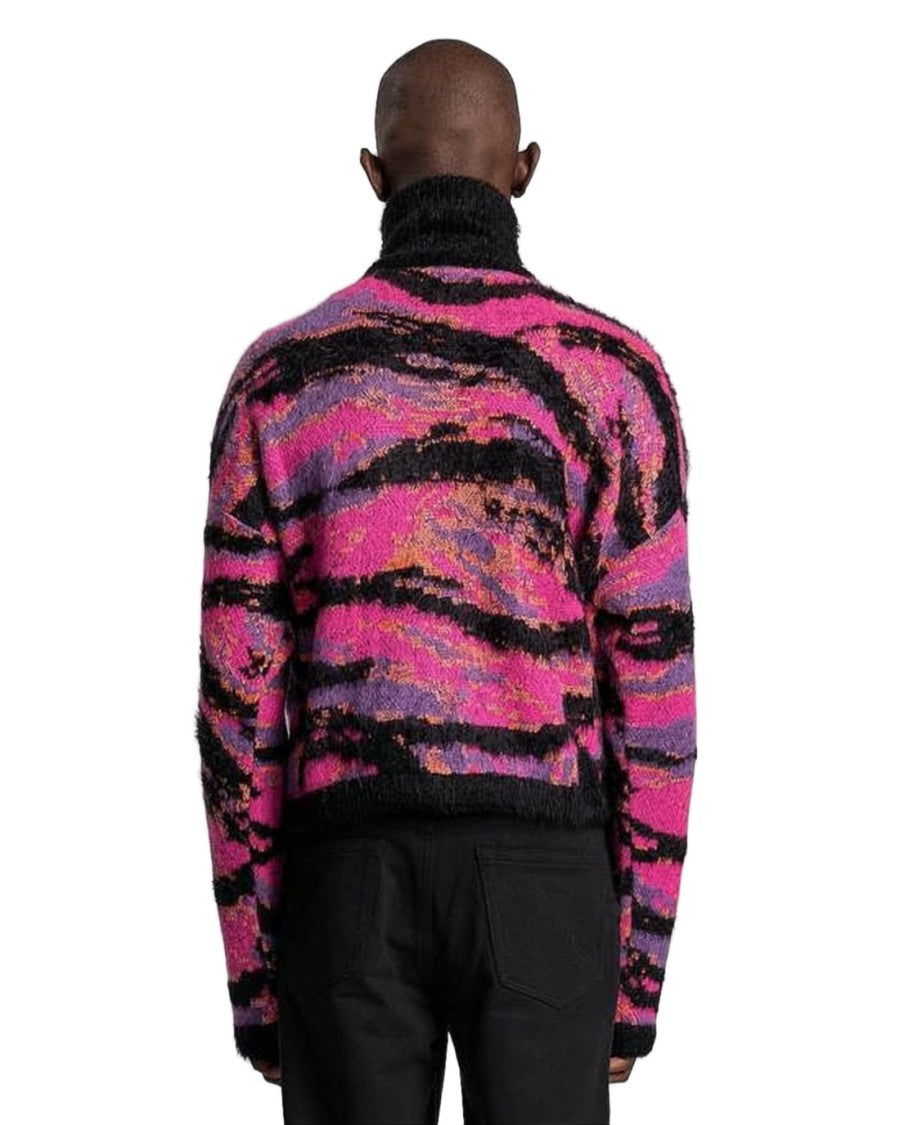 Erl Abstract Pattern Knit Sweater With High Collar