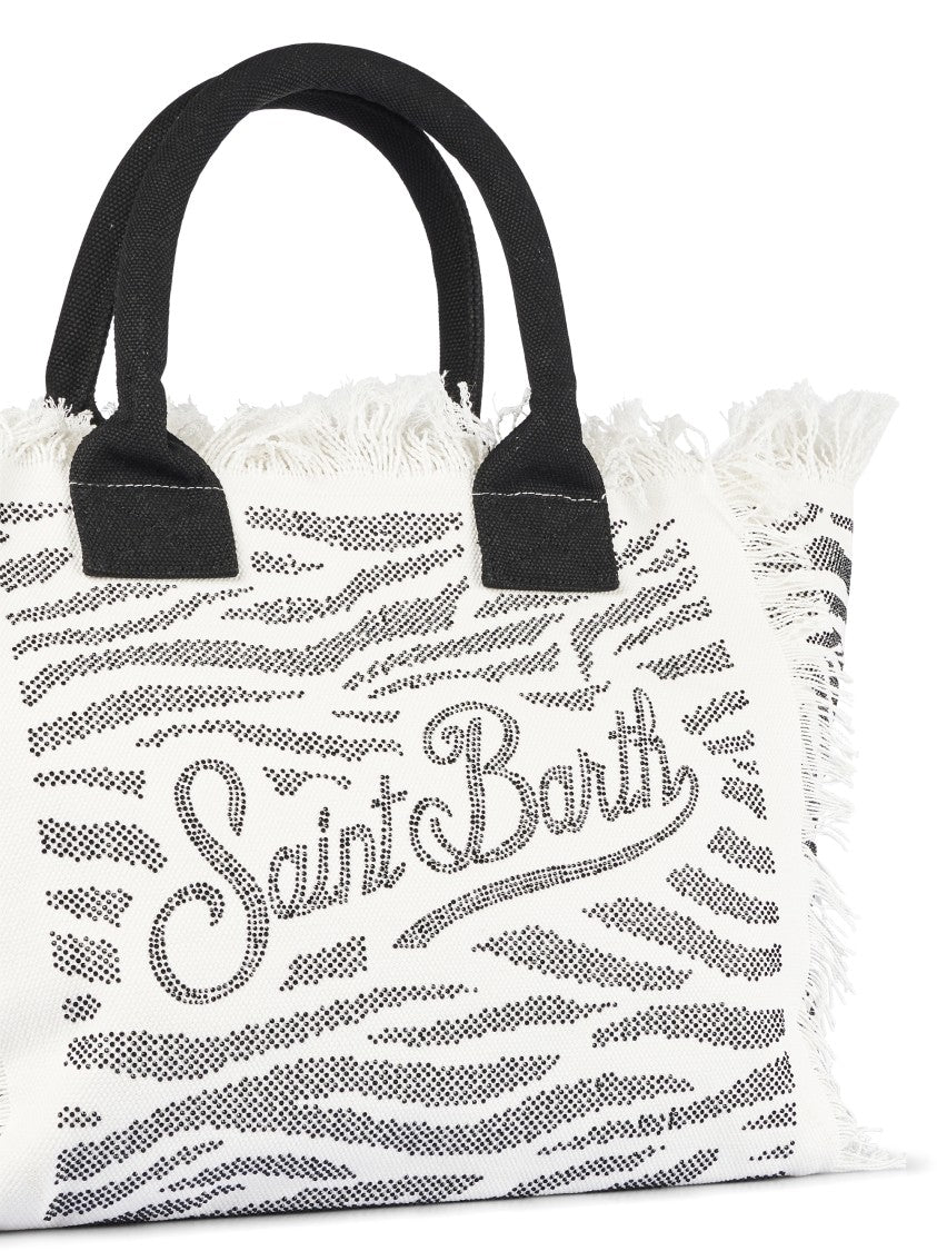 Mc2 Saint Barth Zebra Print Vanity Shoulder Bag With Fringed Edges