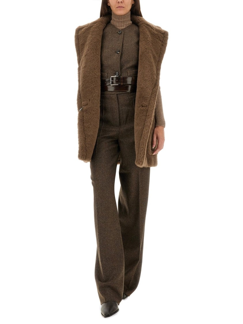 Max Mara Cropped Tailored Vest With Button Closure And Adjustable Strap