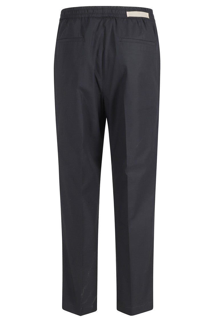 Briglia Black Wimbledon Elastic Waist Drawstring Cotton Straight-Leg Pants