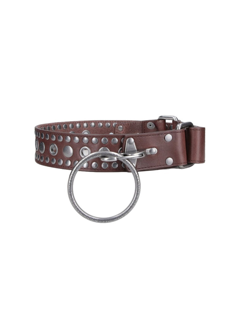 Martine Rose Brown Studded Leather Ring Belt