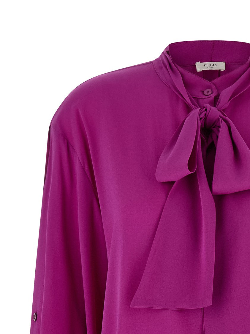 Di.La3 Pari' Lavallière Collar Silk Crepe De Chine Shirt