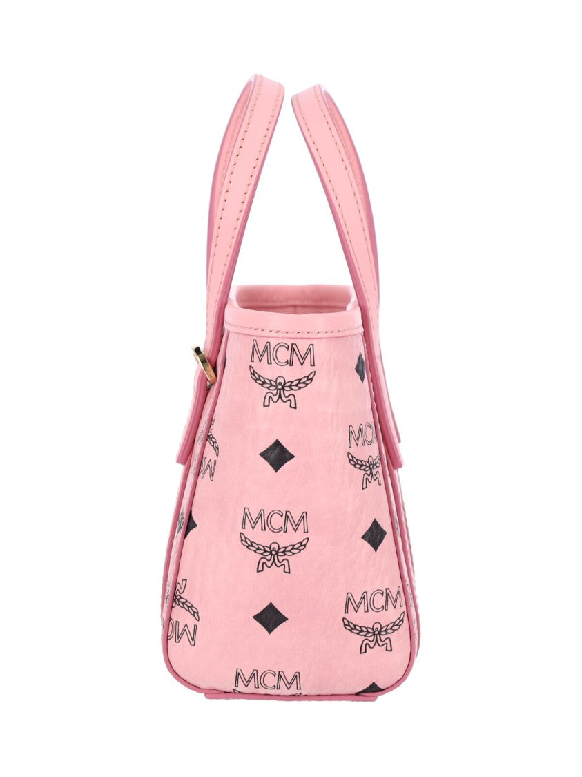 Mcm Pink Toni Visetos Canvas Tote Bag
