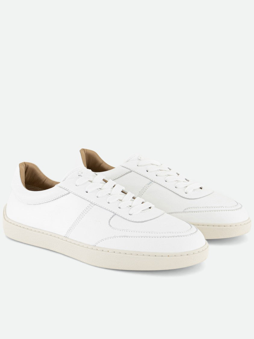 Born Outside Minimalist White Sneakers With Subtle Stitching And Tan Interior