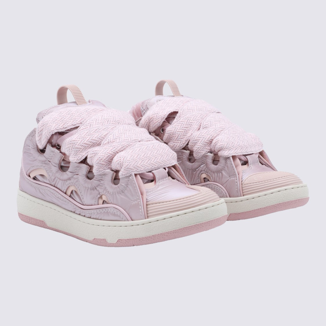 Lanvin Glossy Light Pink Sneakers With Wave Cutouts