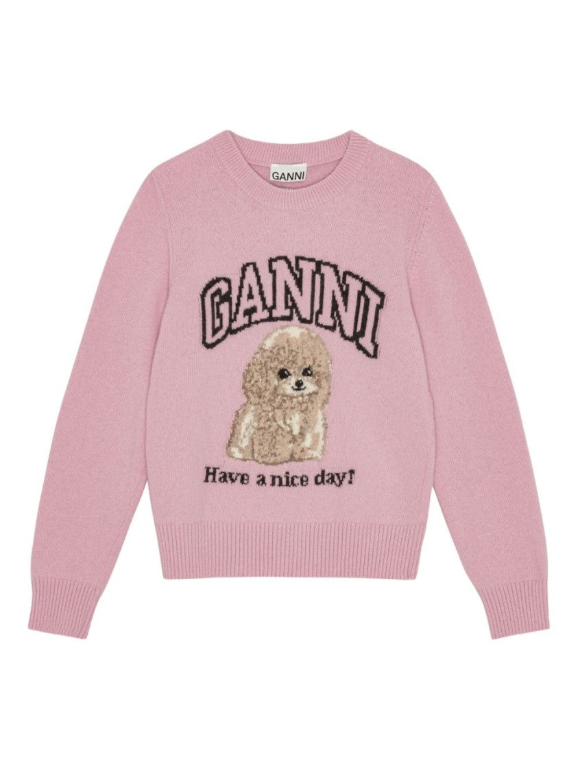 Ganni Light Pink Wool Blend Sweater