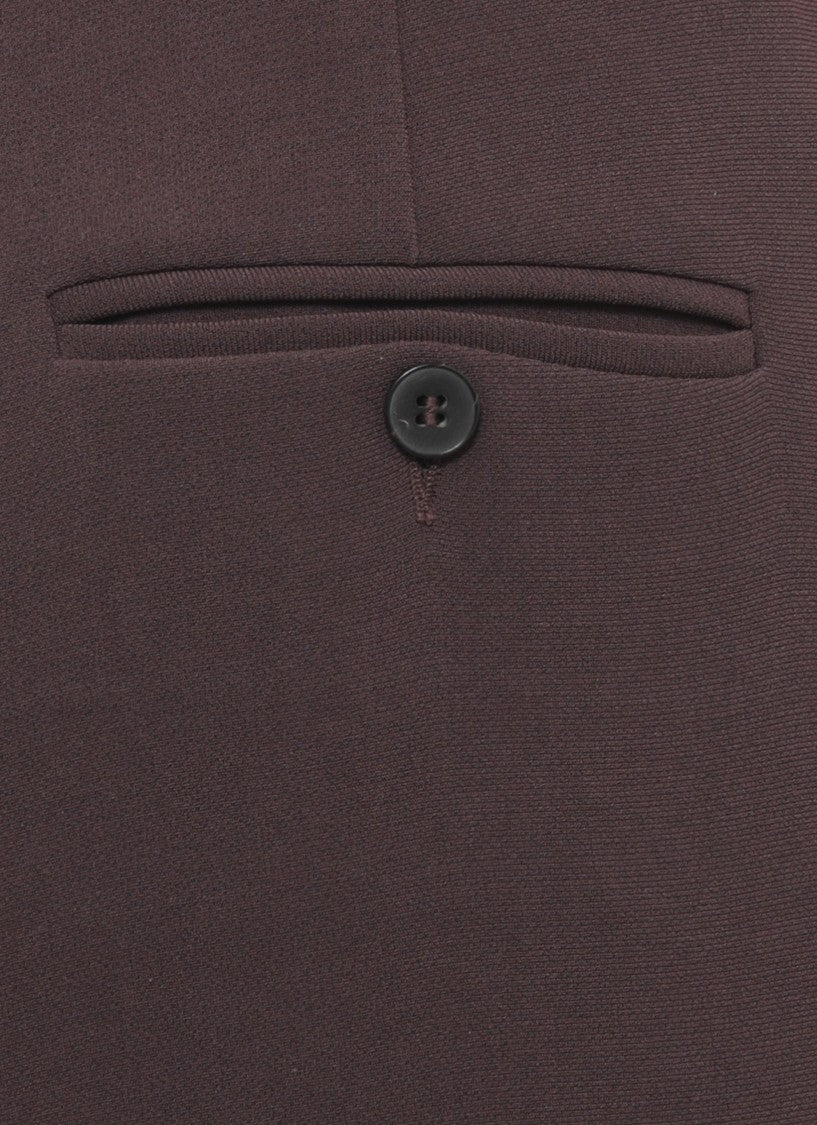 Alberto Biani Brown Smooth Front Tailored Straight-Leg Formal Pants