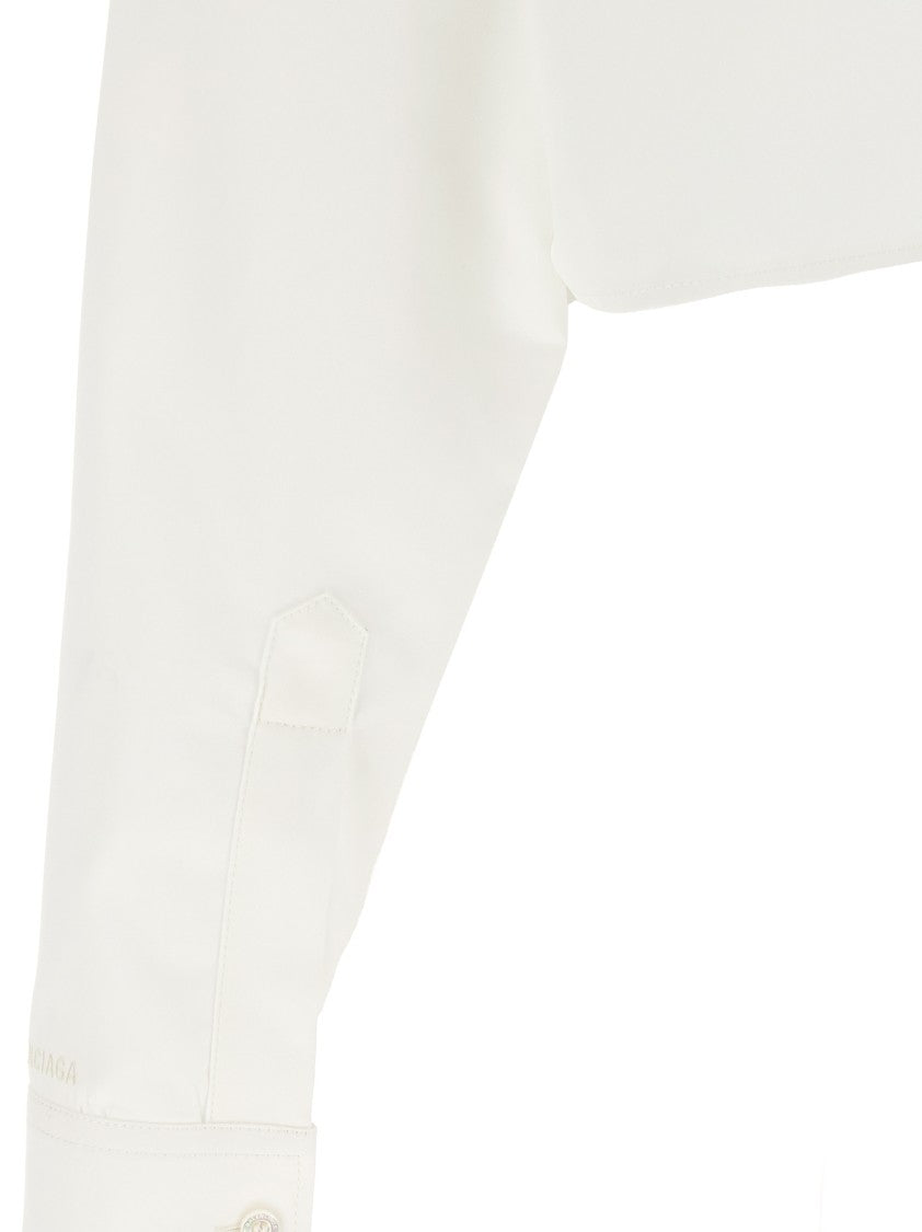 Balenciaga Cropped Shirt With Pointed Collar And Embroidered Cuffs