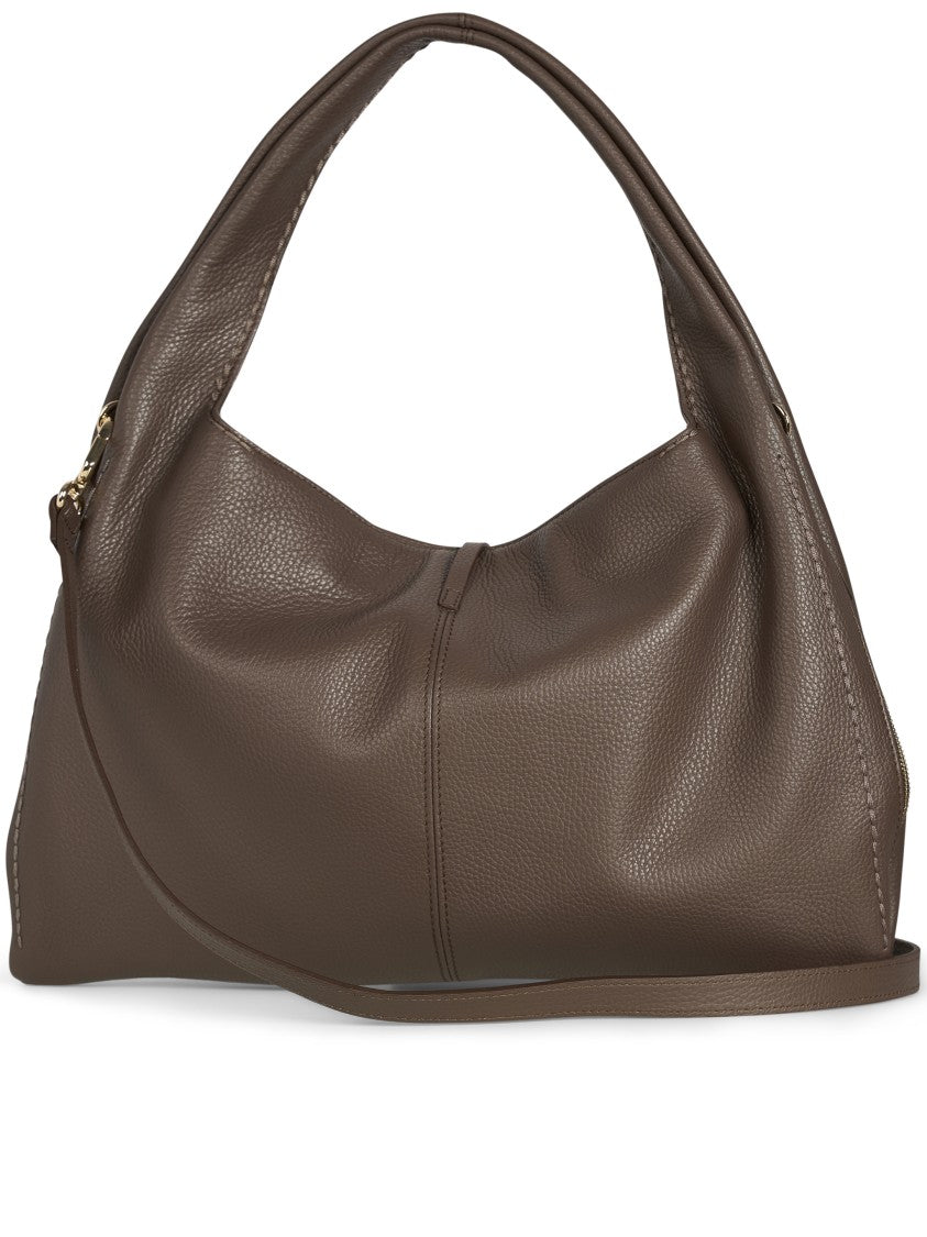 Visona` California Medium Pebbled Leather Shoulder Bag