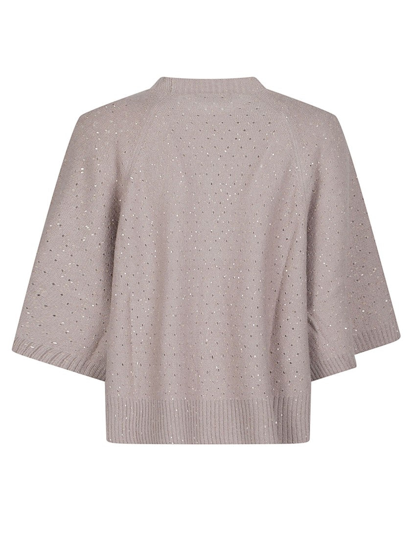 Fabiana Filippi Round Neck Cropped Perforated Virgin Wool-Blend Sweater