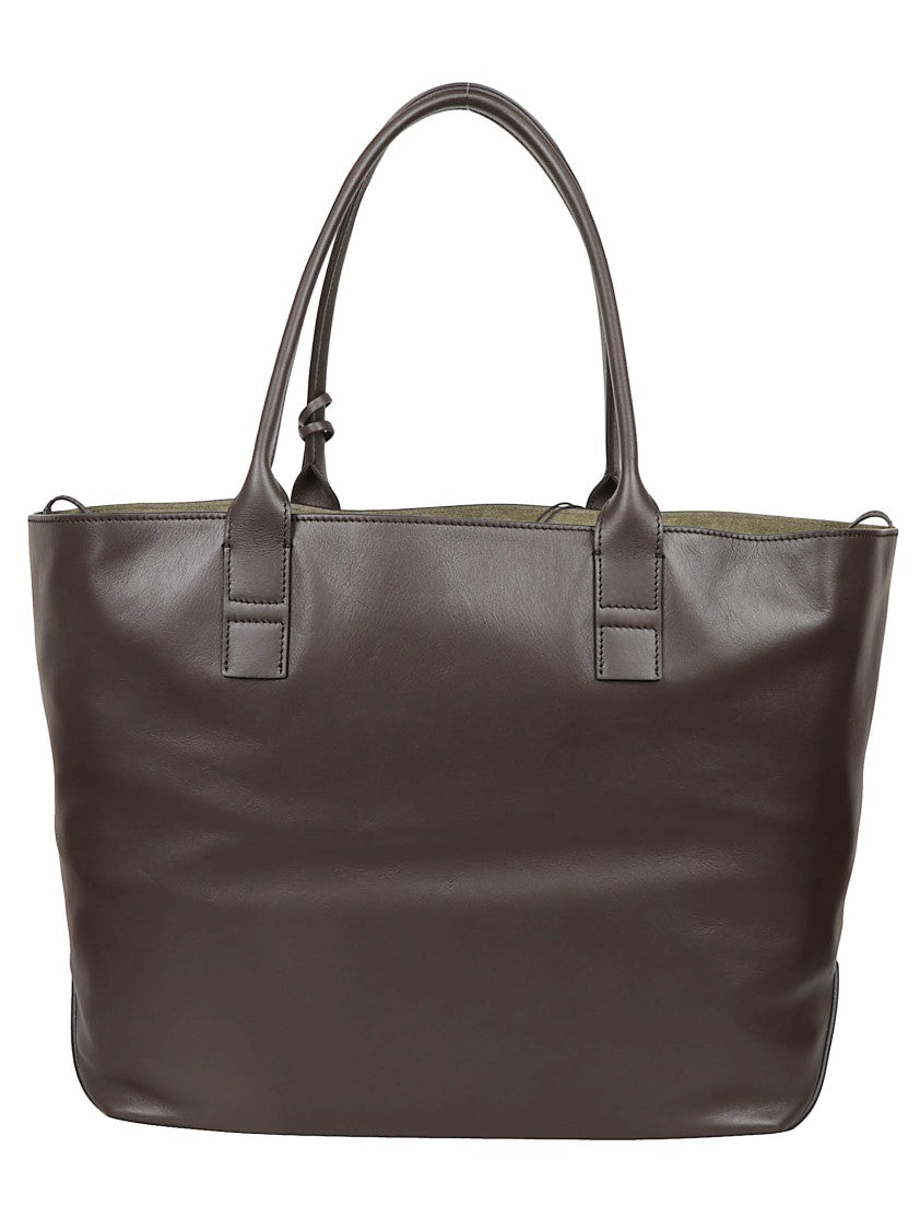 Hogan Smooth Dark Brown Leather Tote Bag
