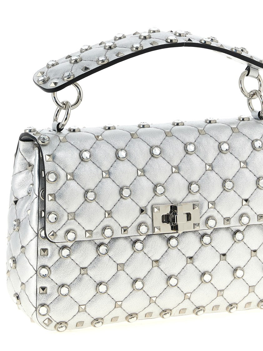 Valentino Garavani Quilted Silver Rockstud Spike Shoulder Bag