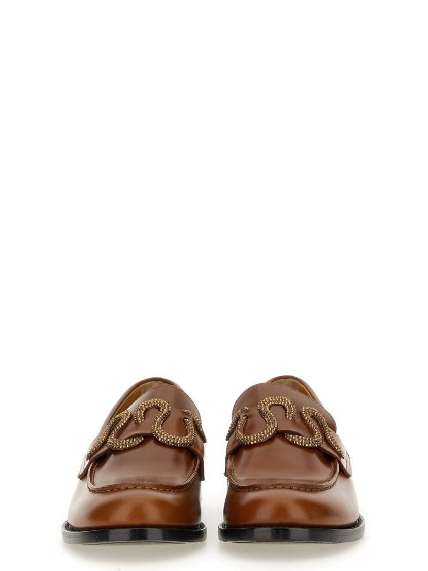 René Caovilla Brown Leather Loafers