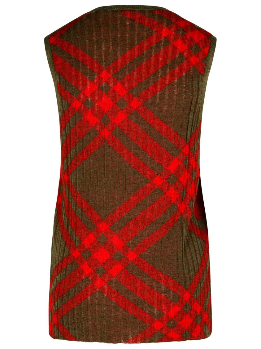 Burberry 'Check' Dark Green Nylon Blend Vest