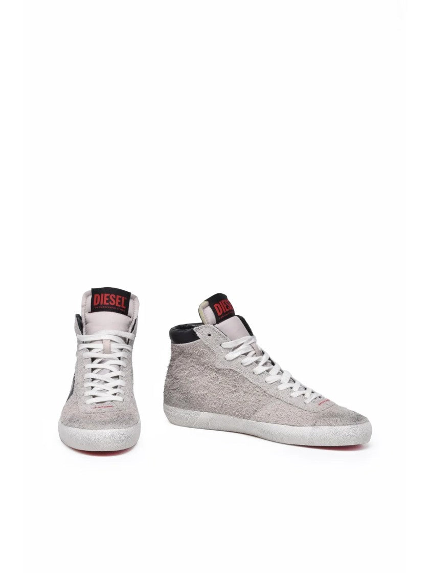 Diesel Grey Leather Leroji Mid Sneakers