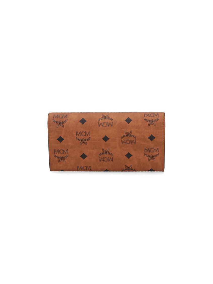 Mcm Brown Visetos Eco-Leather "Patricia" Chain Wallet