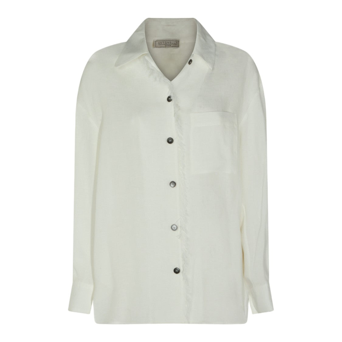 Antonelli Firenze Relaxed White Shirt With Frayed Edge Detail