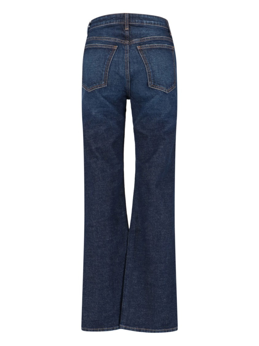 Khaite Blue High-Waisted Bootcut Denim Jeans