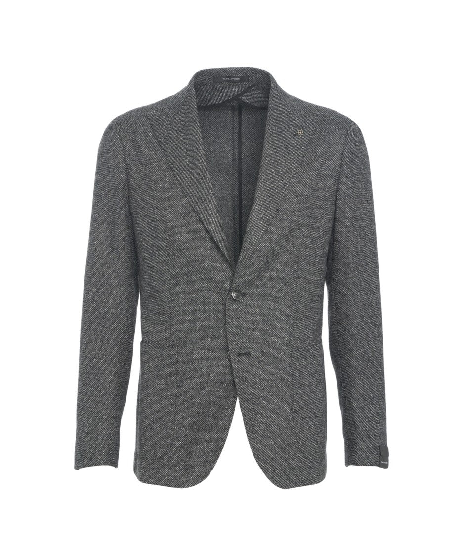 Tagliatore Single-Breasted Mélange Blazer With Flap Pockets