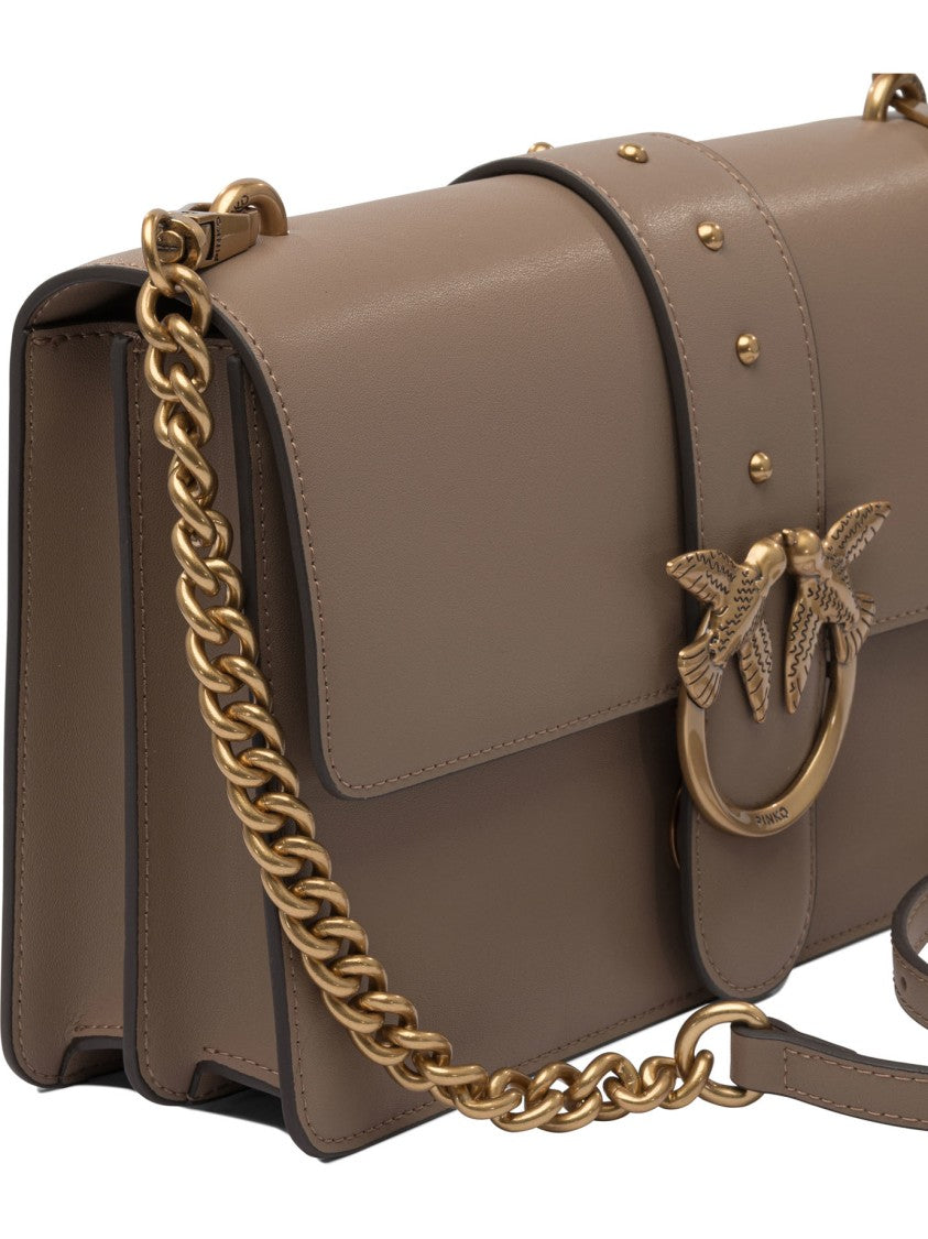 Pinko Beige Crossbody Bag With Gold-Tone Clasp