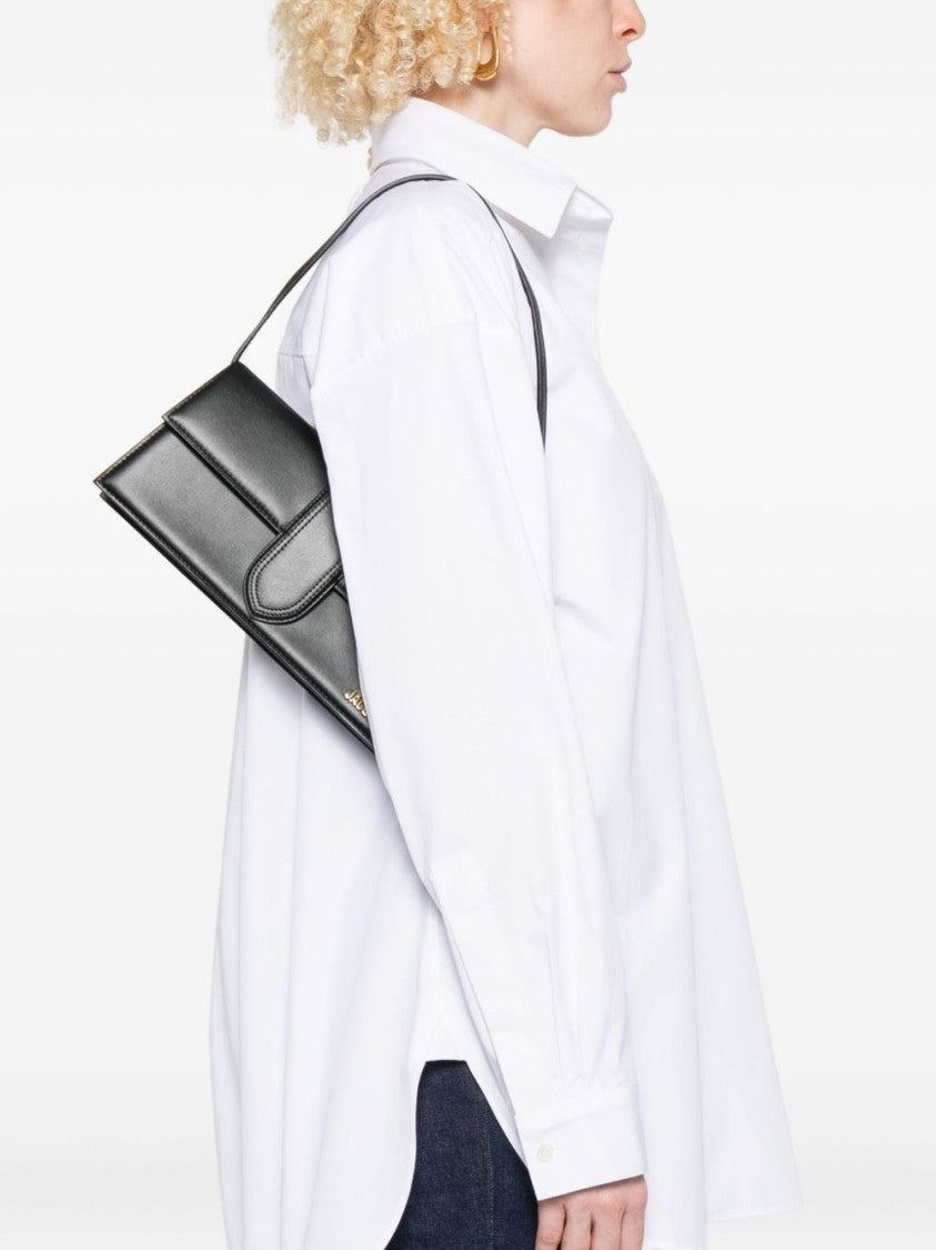 Jacquemus Black Rectangular Flap Silk Shoulder Bag
