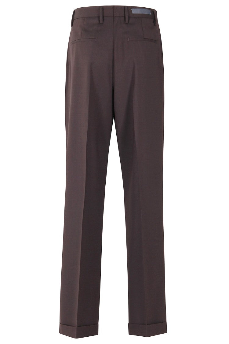 Briglia Briglia Brown Wool Straight-Leg Pants With Pleats