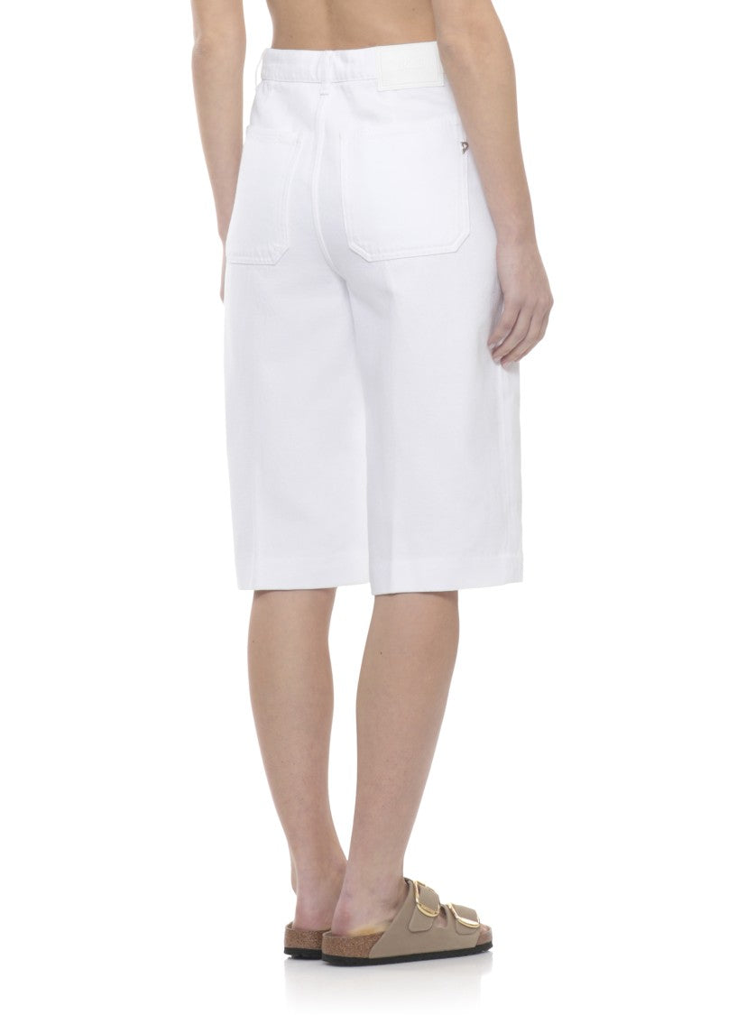 Dondup White Delfine Cotton Denim Shorts