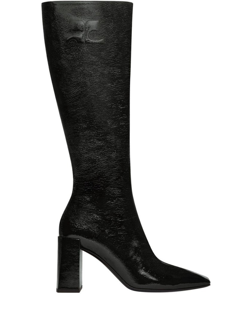 Courrèges Black Pointed Toe Block Heel Boots