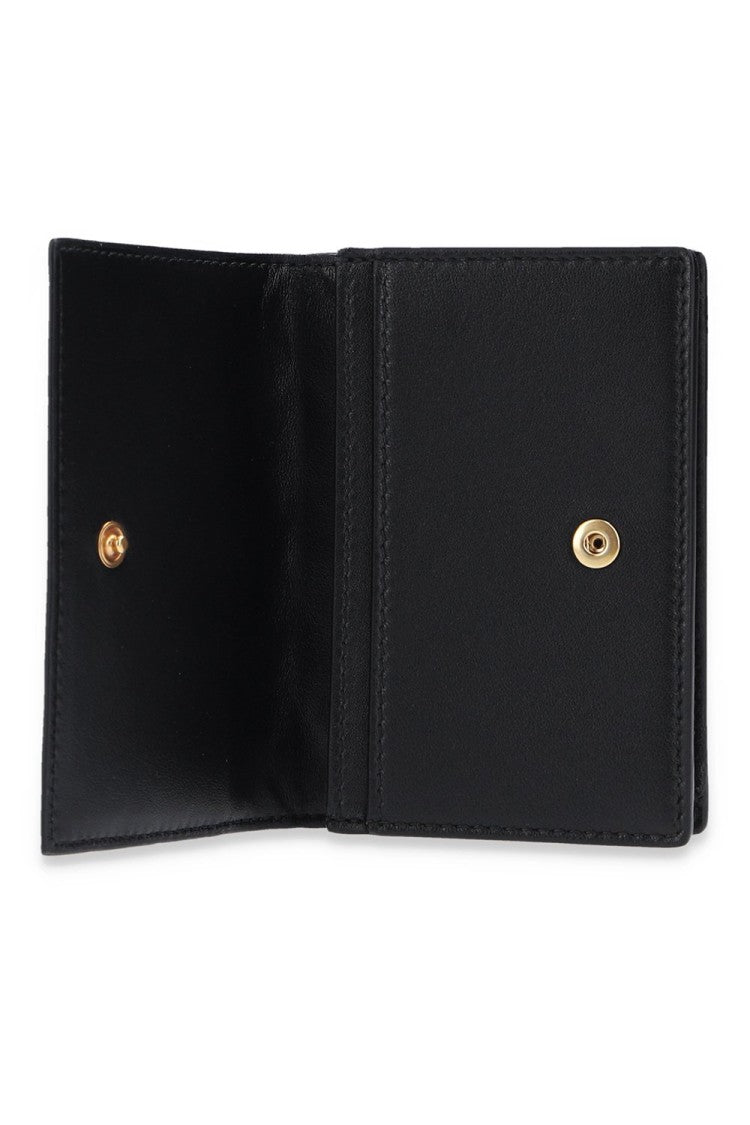 Bottega Veneta Compact Black Woven Leather Wallet