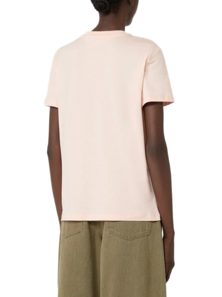 Max Mara Short-Sleeve Light Pink T-Shirt With Embroidered Monogram