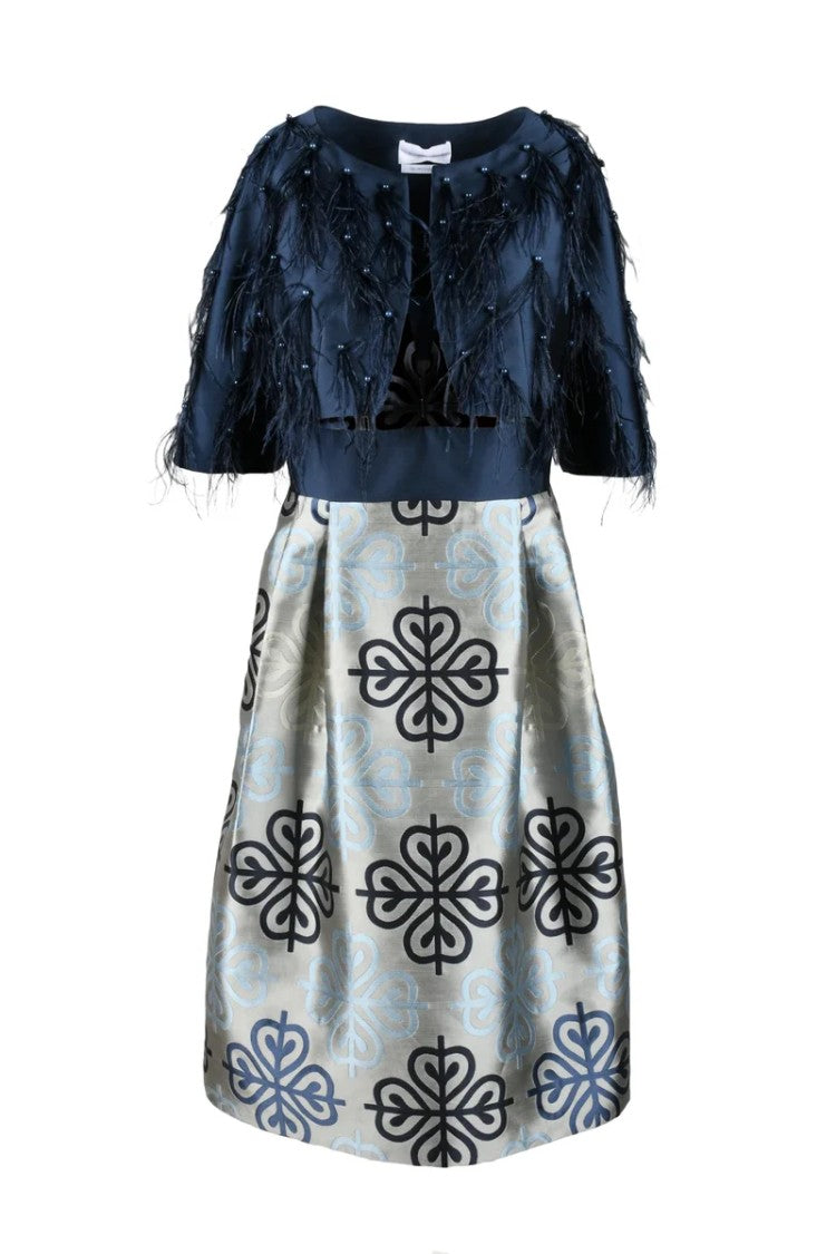 Nefertari Nefertari Set Cropped Textured Jacket And Structured Skirt Ensemble