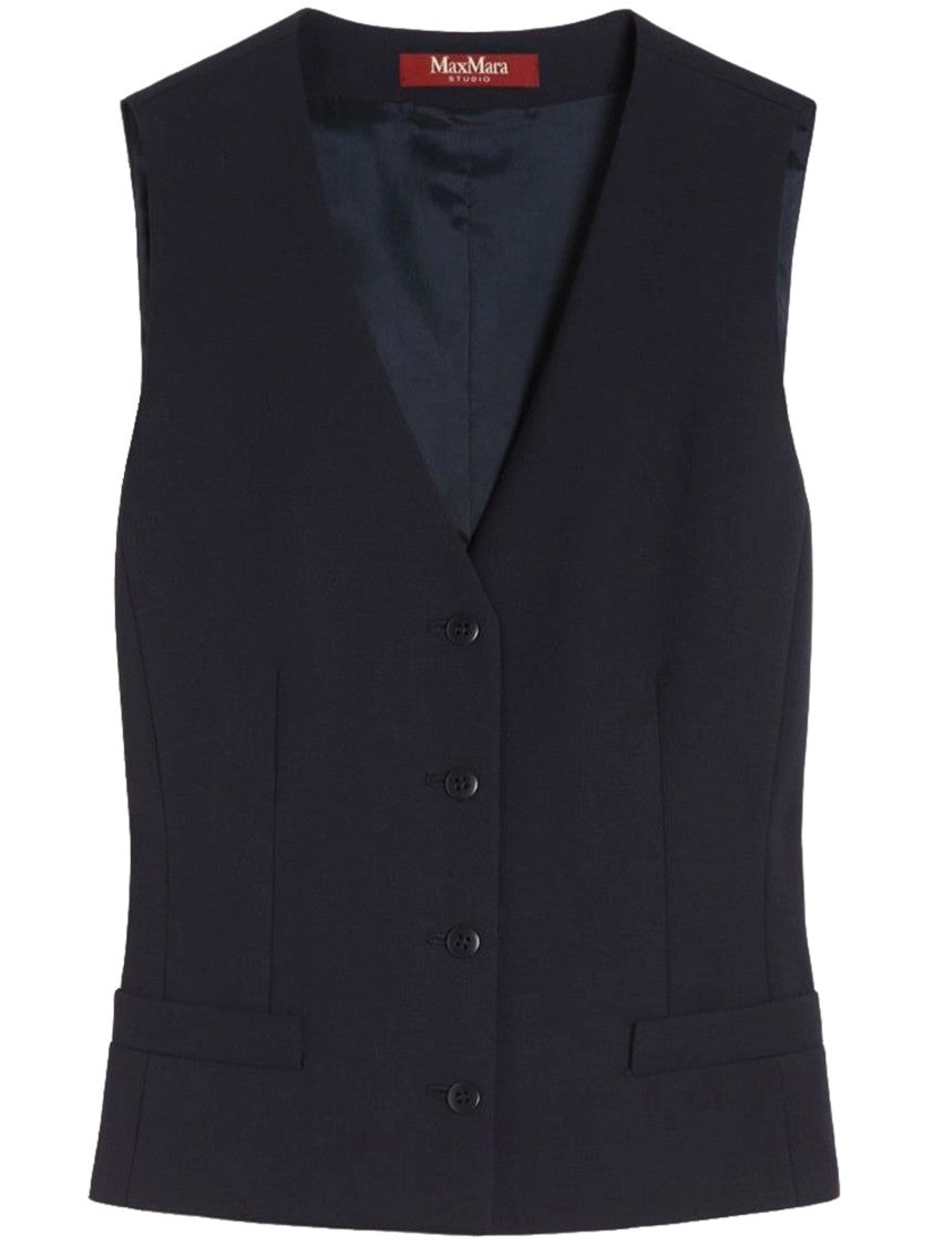 Max Mara Black Madia Deep V-Neck Vest