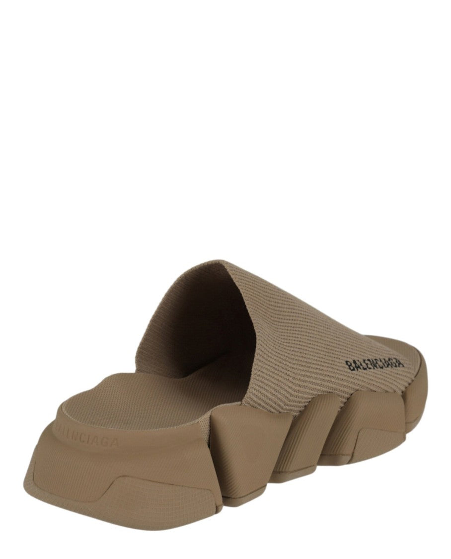 Balenciaga Recycled Knit Slides With Contrasting Graphic Logo