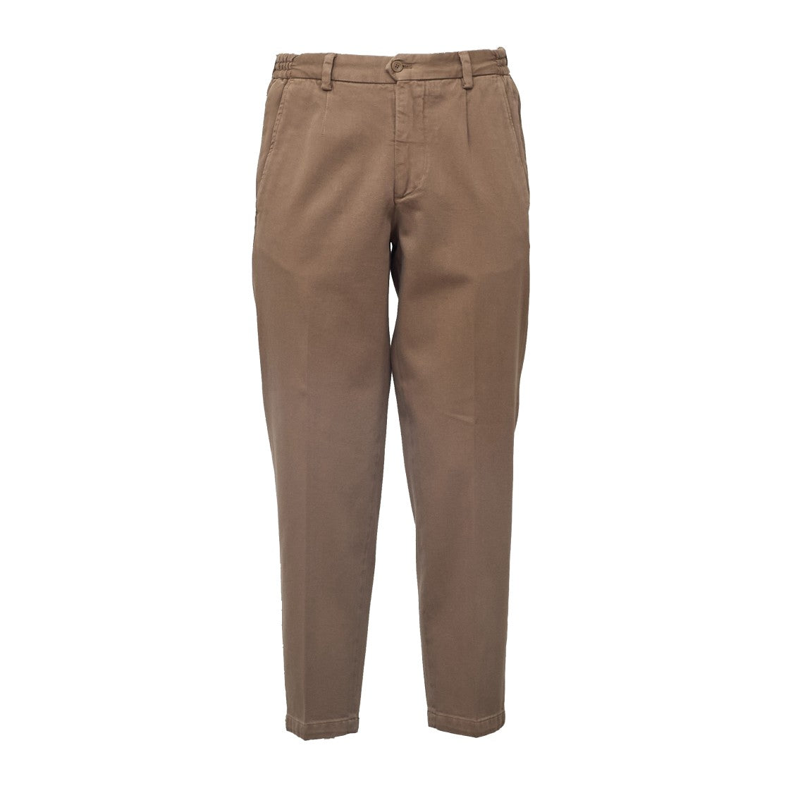 Briglia 1949 Brown Cotton Pleated Trousers With Elastic Waistband