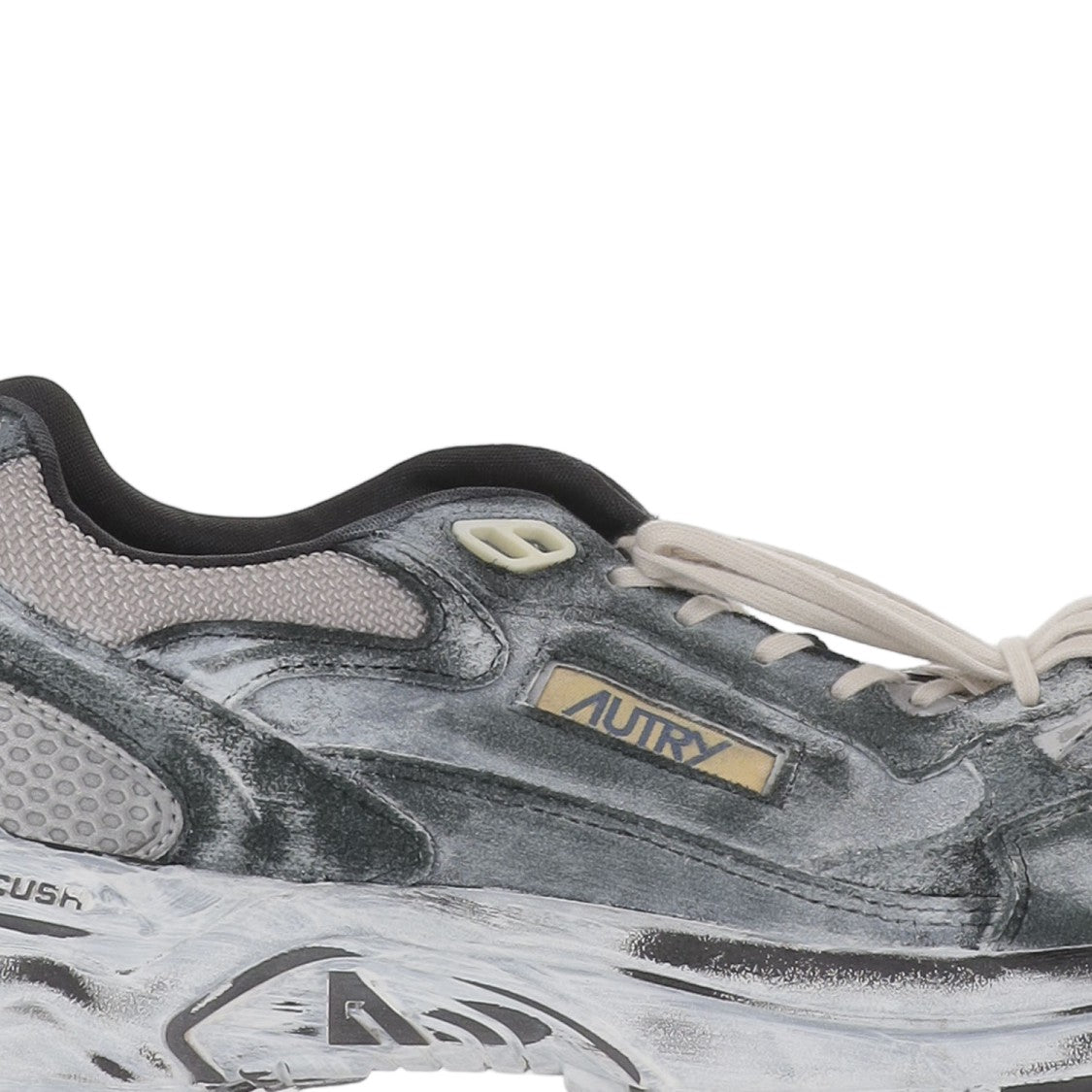 Autry Vintage-Inspired Grey Sneakers With Front Lacing And Logo Detailing