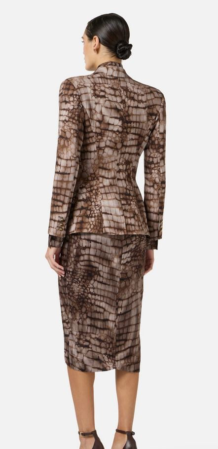 Elisabetta Franchi Gi20761e2 Printed Single Breasted Jacket