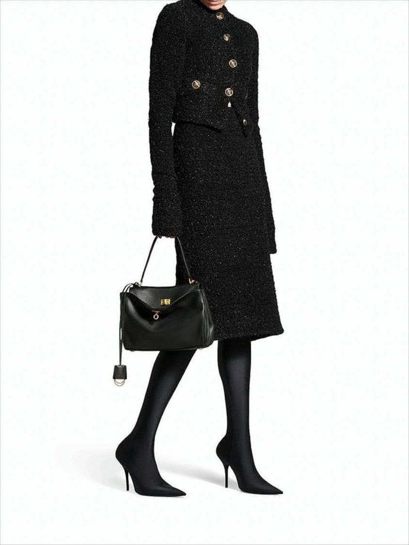 Balenciaga Rectangular Black Leather Shoulder Bag