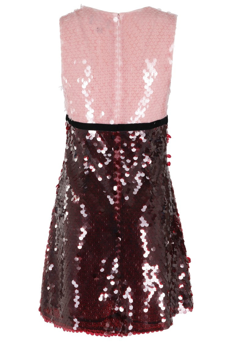 Retrofête Two-Tone Amethyst Sequin Mini Dress With Velvet Waistband